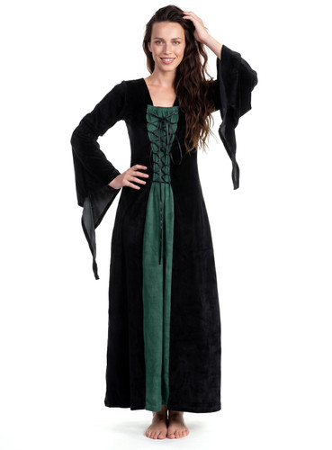 Robe velours noir vert - noir,