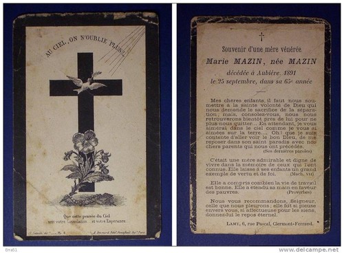 Image pieuse mortuaire marie - -,