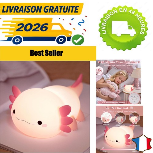 Veilleuse axolotl rose famiduo - veilleuse,