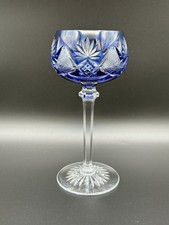 Val Saint Lambert Berncastel Cut To Clear Crystal Wine Hock, Cobalt Blue Signed