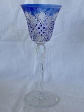 ST LOUIS CRYSTAL FOOT GLASS MODEL VOLOGNE COBALT BLUE COLOR