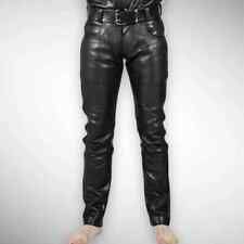 Pantalon en cuir gay chaud pour hommes, couleur noire, pantalon en cuir d'agn...