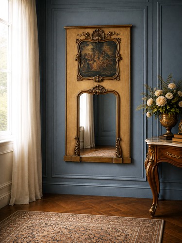 Antique french trumeau mirror - french,