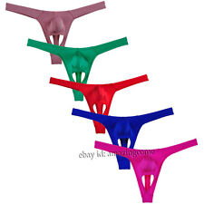 Sexy Men Spandex Balls Hole Thong Underwear Elastic G-string Tanga Bikini T-back