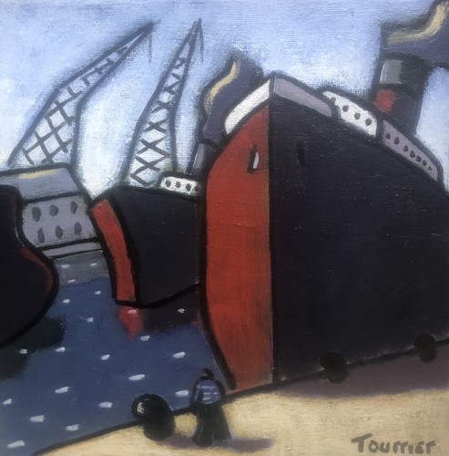 Tableau peinture marine port - tableau,