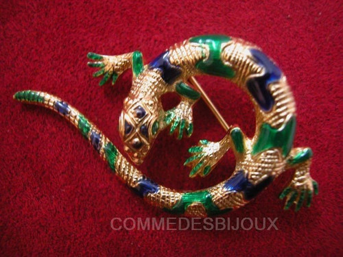 Broche vintage lézard - broche,