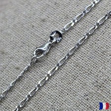 Chaîne Maille Figaro Argent 925 Rhodié 1.8mm | Collier Unisexe 45 50 55 cm