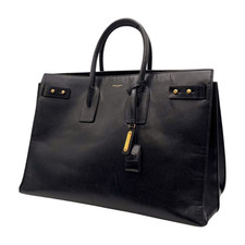 Saint Laurent Sac de Jour Large Tote Business Bag Black Leather Men's Auth Flaw
