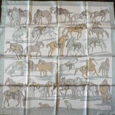 HERMES Carre 90 Les chevaux d'apres van der meulen Silk Scarf Hugo Grygkar