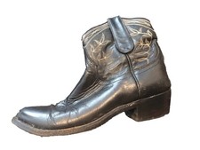 Très Belle Boots Santiag Cuir Noir Mexicana 38 Authentique 