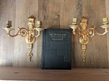 Elegant Antique Louis XVI Period Candle Holders Sconces in Gilded Bronze