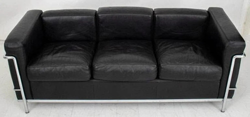 Black leather corbusier lc2 - leather,