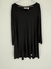 LOGO Lori Goldstein Black Long Sleeve Tunic Shirt Women's Size Medium