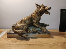 Ancien Chien berger Allemand en Régule Signé L . CARVIN Quart 20 Ème A Saisir 