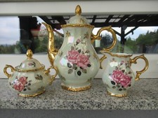 TETE DE SERVICE BAVARIA ROSES ROSES SUR FOND NACRE