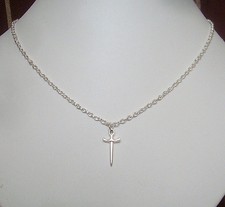 Small Dagger Sword Athame Charm Pendant Silver Plated 18" Chain Necklace