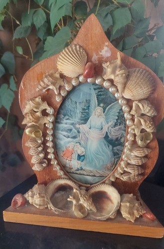 Ancien cadre coquillages ange - coquillages,