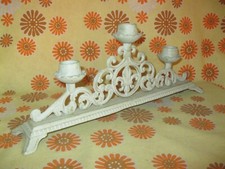 Vintage Ancien BOUGEOIR 3 BOUGIE en FONTE de FER GRIS Chandelier Candélabre Déco