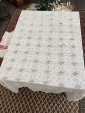 No. 23/ ANTIQUE BED COVER EMBROIDERY HAND HOOK / BED THROW / ANTIQUE LINEN