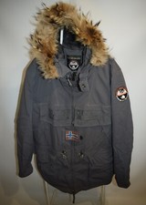 NAPAPIJRI Open Skidoo Gray Jacket Winter Real Fur Coat Hooded Men's Size 2XL