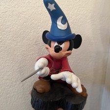 Disney Parks Sorcerer Mickey Mouse Figurine 9" Fantasia With Head Lights Up