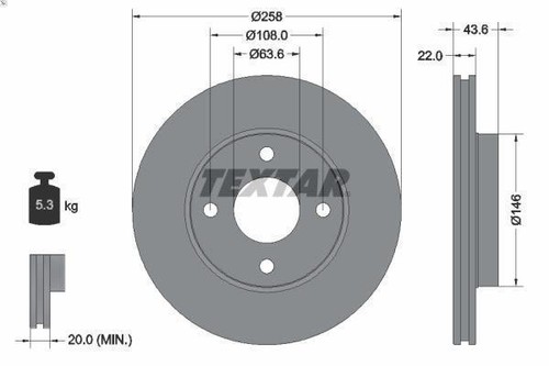 Disque frein textar - de,