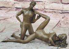 Bronze Sculpture Art Statue Nue Homme Femme Chaud Scène Érotique Cadeau Œuvre