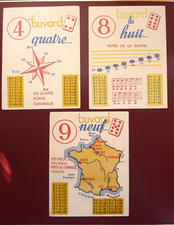 3 BUVARDS - TONISINE VIN CARTES À JOUER POINTS CARDINAUX MUSIQUE FRANCE 4-8-9
