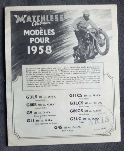 Catalogue matchless 1958 - catalogue,