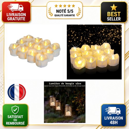 Bougies chauffe plat led - 12, chauffe-plat