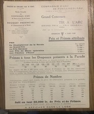 11 DOCUMENTS.TIR À L’ARC.BOUQUET PROVINCIAL.FONTAINEBLEAU,COMPIEGNE,VERNON.