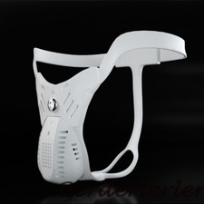 White 3DResin Male Customizable Chastity Belt Cage Lock Shackle Restraint Device