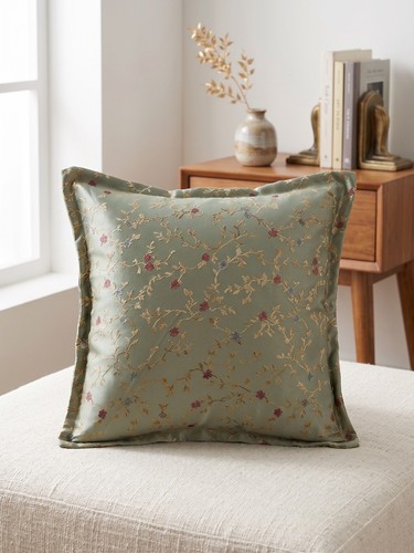 Coussin décoratif vert floral - coussin,