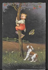 RARE CHILD DOG POSTCARD SIGNED COLOMBO edition GAM series 2475