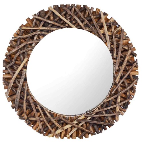 Teck miroir mural rond - 60, cm