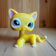 Figurine LITTLEST LPS #855  ORIGINAL AUTHENTIQUE CHAT EUROPÉEN Jaune Orange Rare