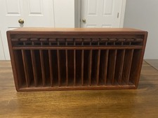 Vintage Kalmar Designs Teak Wood 15 Tape Cassette Holder Pop-out Levers. NICE