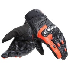 MOTORCYCLE GLOVES LEATHER GLOVES DAINESE CARBON 4 SHORT BLACK FLUO RED SPORT SIZE L
