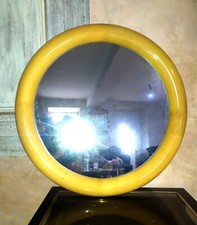 Vintage Large Round Wall Mirror Light Teak Wood 1950 Uno and Osten Kristiansson