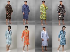 5 PC Lot Hommes Robe Hommes Peignoir Coton Souple Imprimé Pyjama Peignoir Kimono