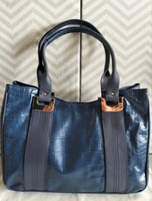 Francesco Biasia Blue Croc Skin Leather Purse Bag