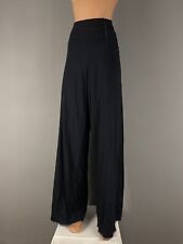 Sarah Pacini Black Wide Leg Fine Wool Lined Pull On Trousers Flawless Size 3