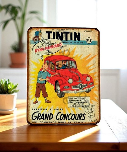 Plaque métal vintage tintin - plaque,