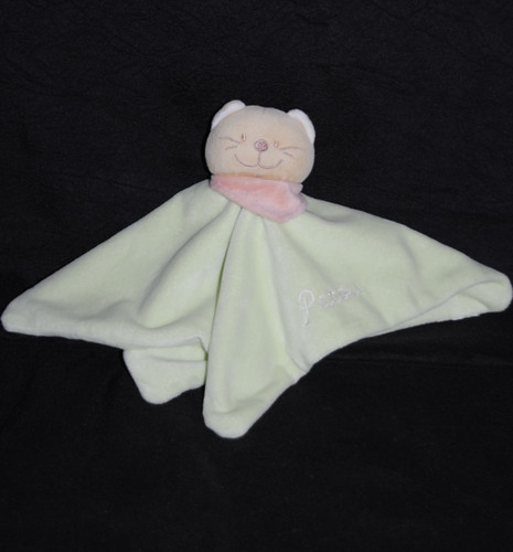 Doudou plat chat - plat, vert