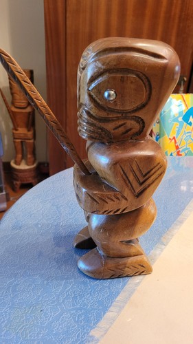 Ancien tiki yeux en perles - ancien,