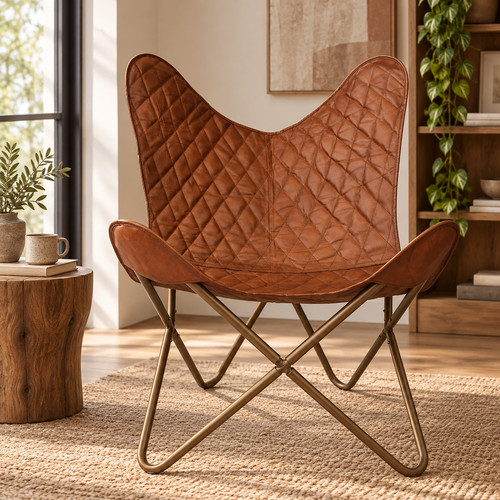 Chaise papillon cuir - papillon, en