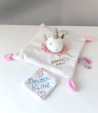 Doudou Plat/Mouchoir Licorne