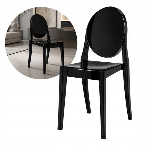 Chaise louis noire laquée - chaise,