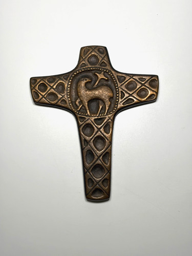 Croix murale bronze - croix, agneau
