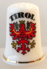 COLLECTIBLE THIMBLE PORCELAIN TYROL ITALIAN SEWING